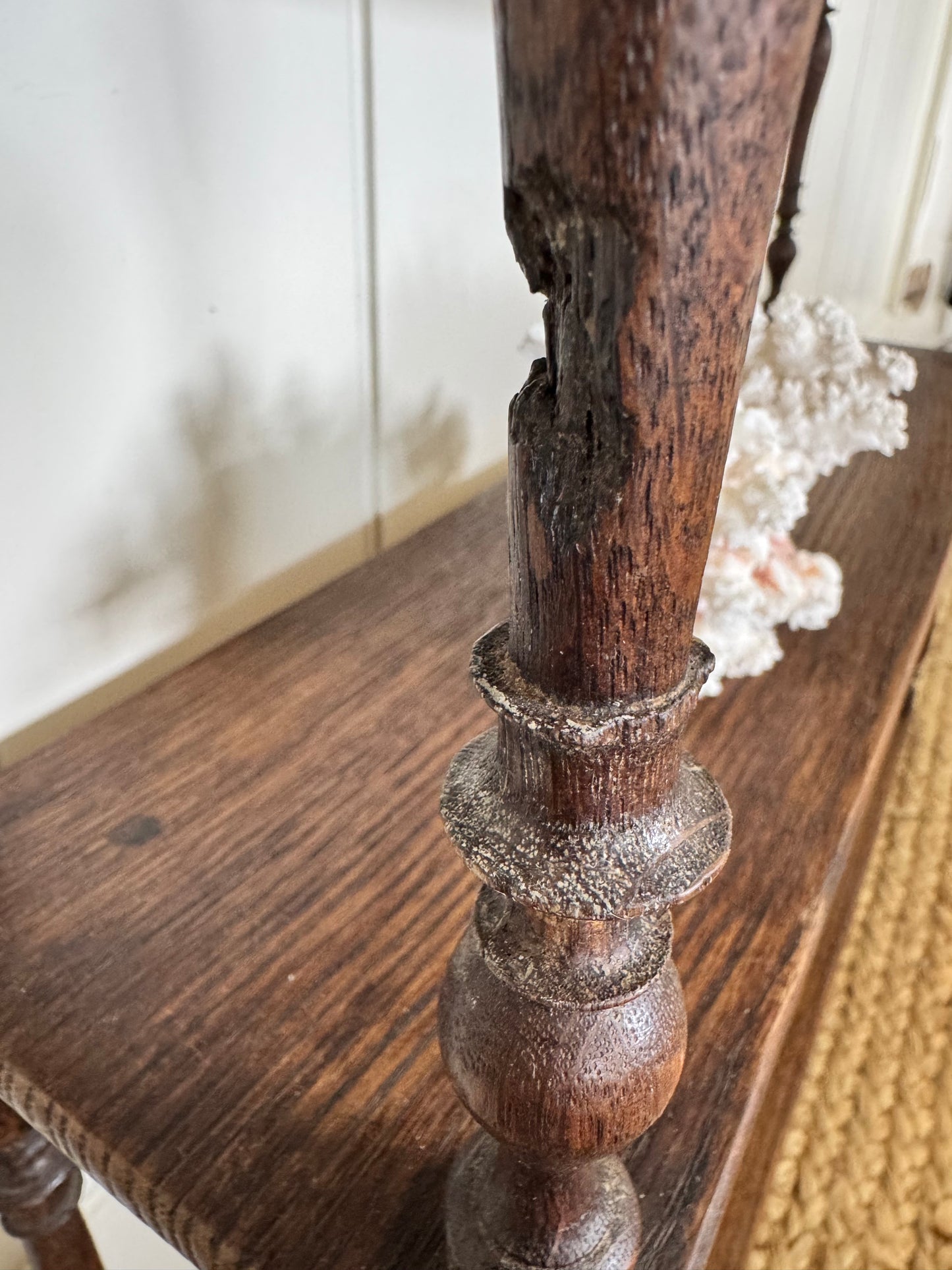 Antique French Oak Spindle Hanging Shelves