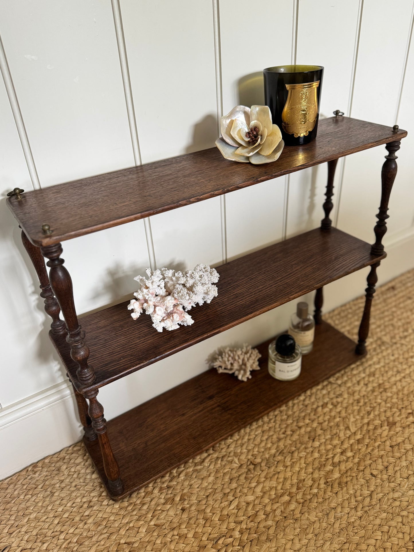 Antique French Oak Spindle Hanging Shelves