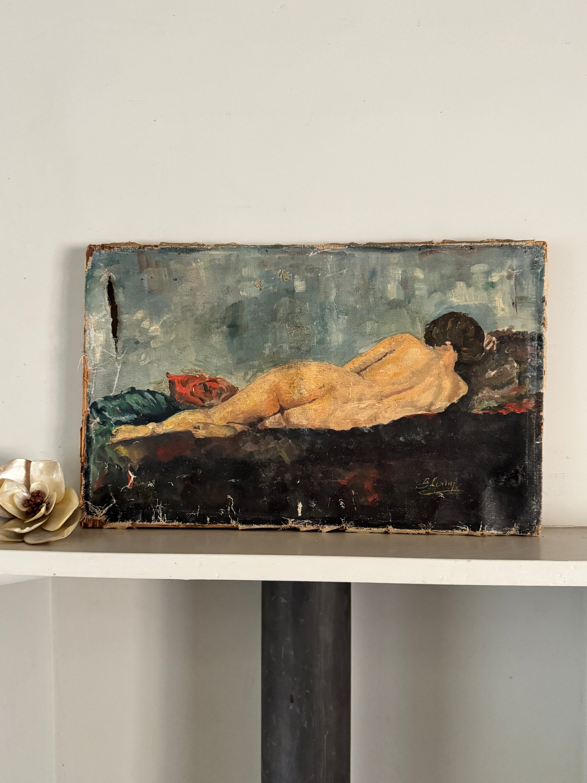 French Nude Oil On Canvas