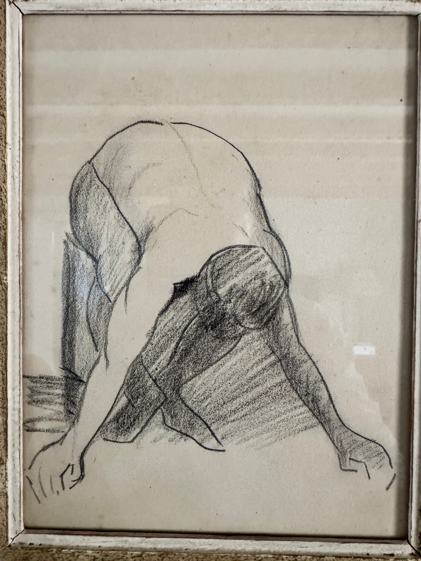 Nude Pencil Study  In Vintage French Frame