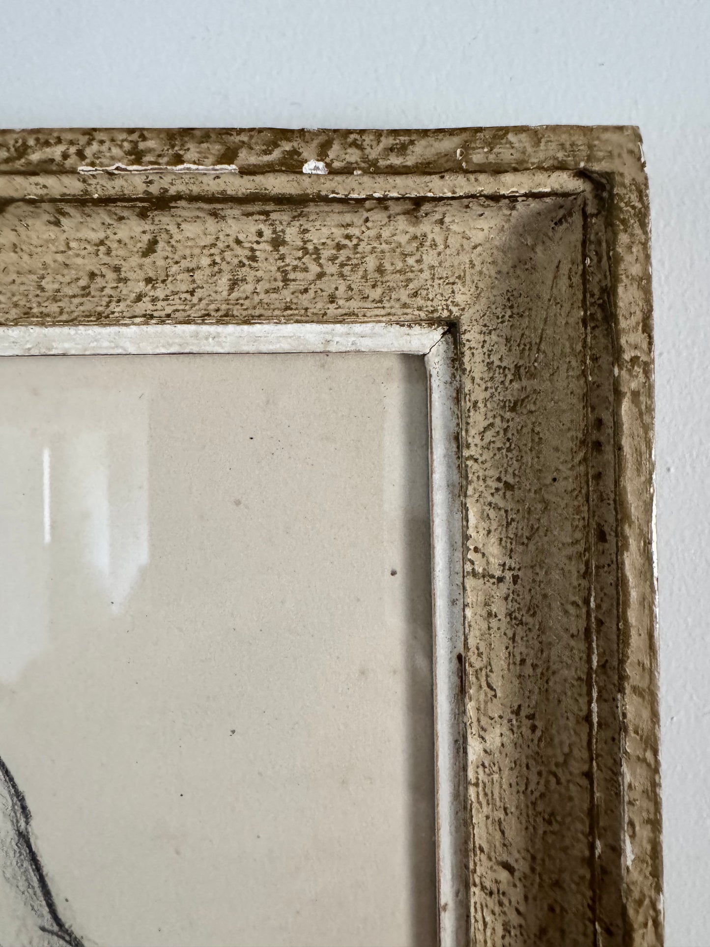 Nude Pencil Study  In Vintage French Frame