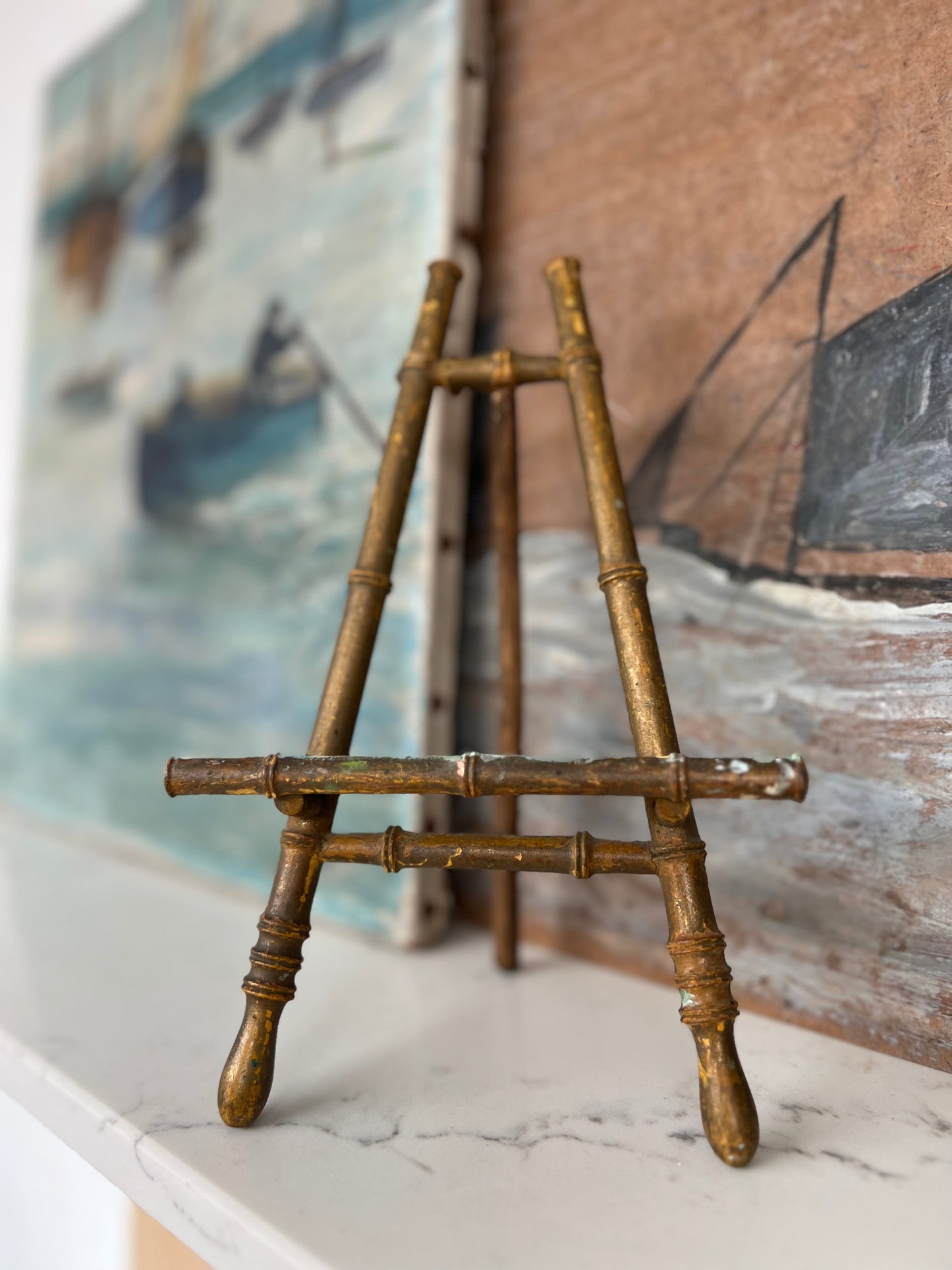 Tiny Vintage French Faux Bamboo Easel