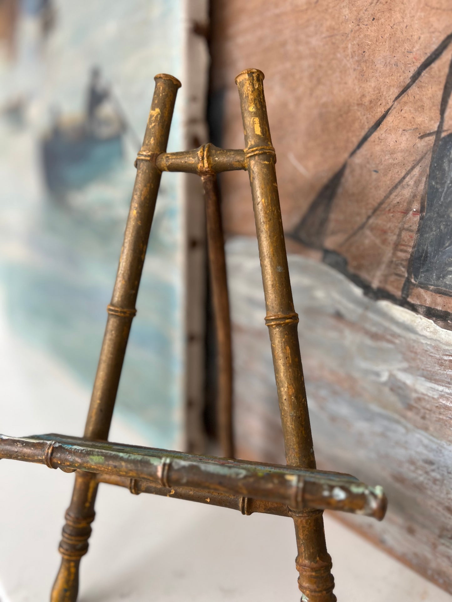 Tiny Vintage French Faux Bamboo Easel