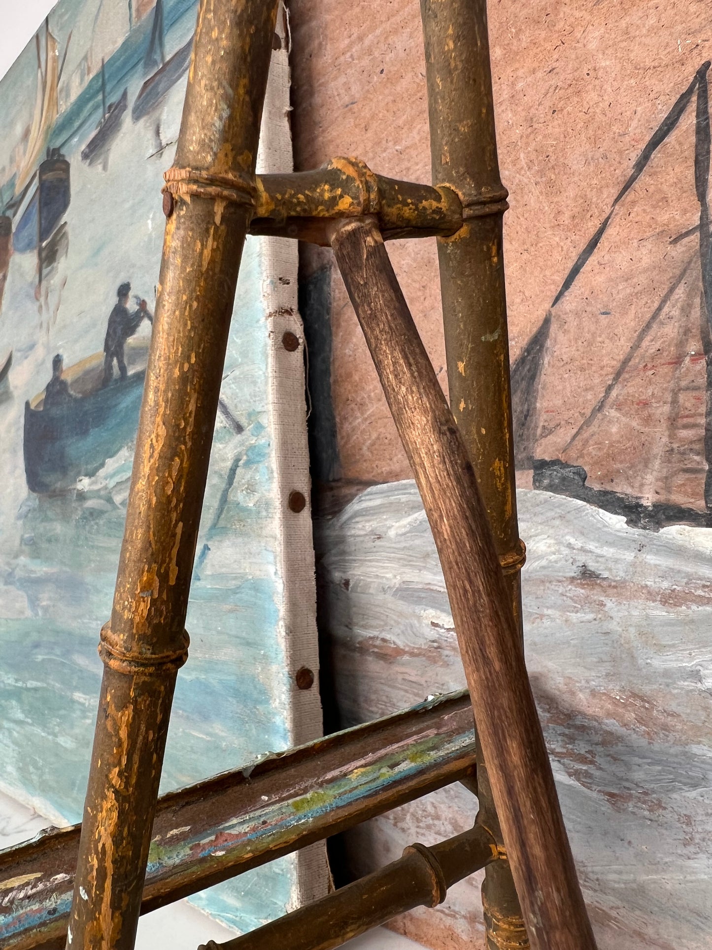 Tiny Vintage French Faux Bamboo Easel