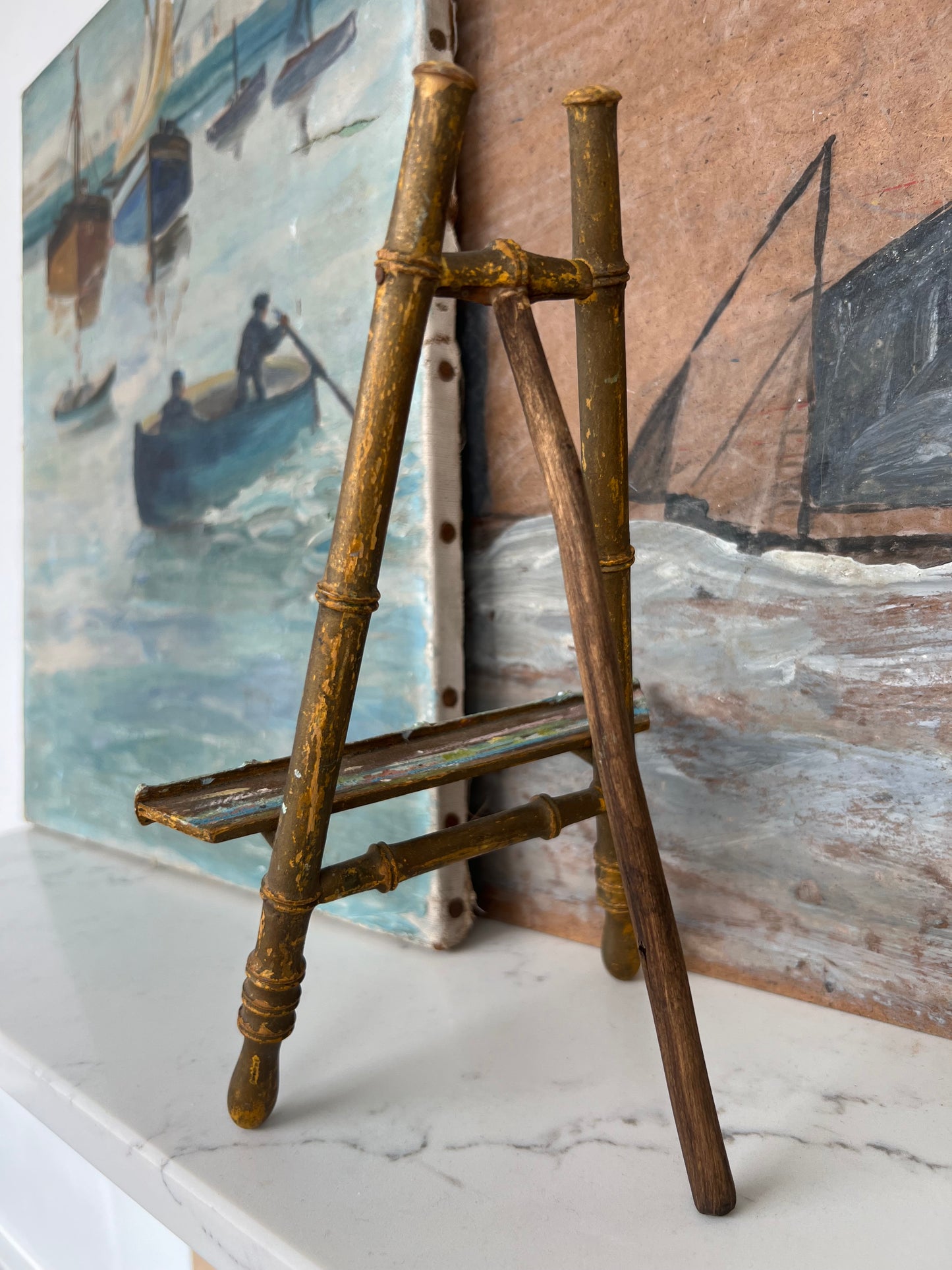 Tiny Vintage French Faux Bamboo Easel