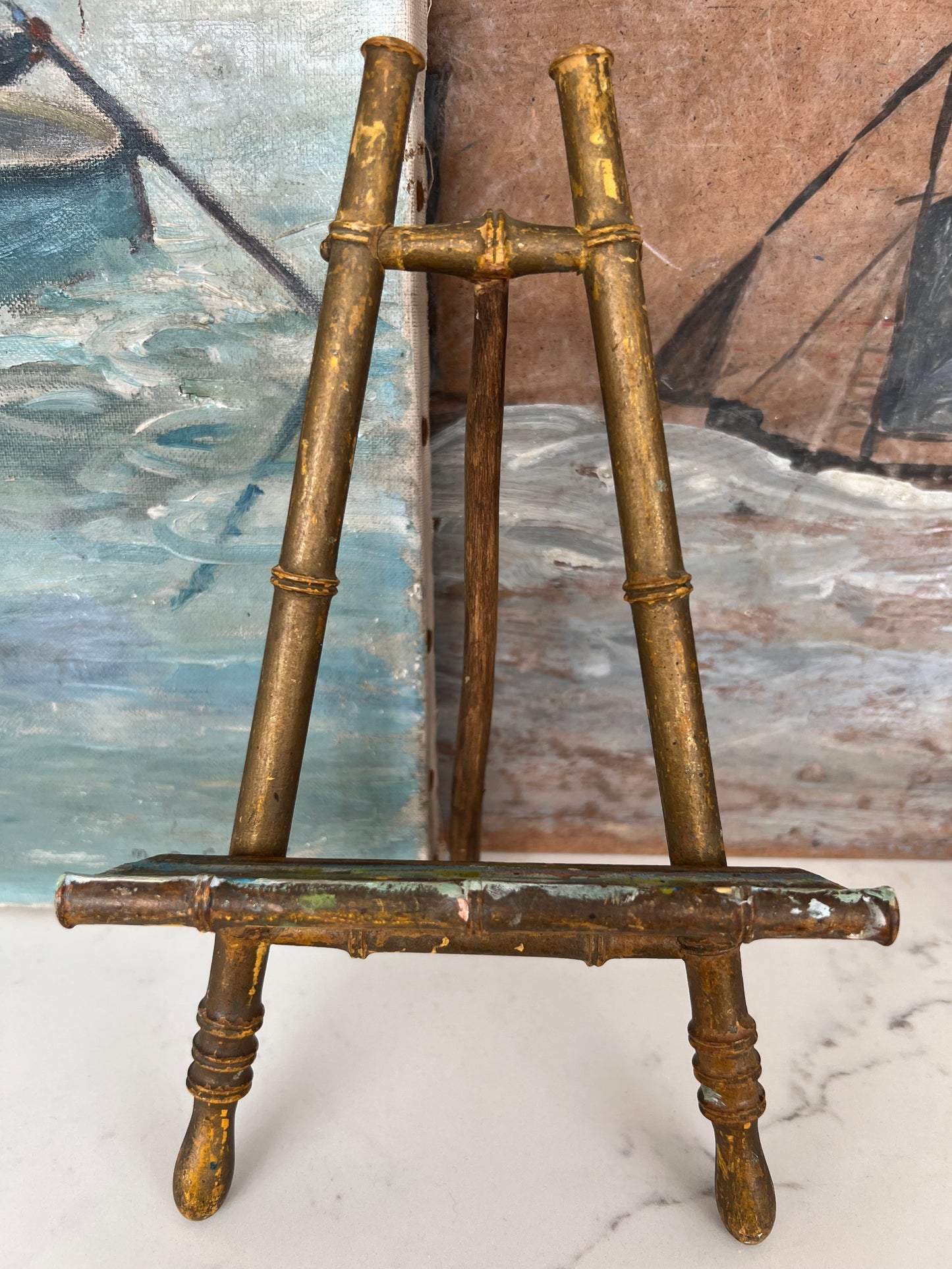 Tiny Vintage French Faux Bamboo Easel