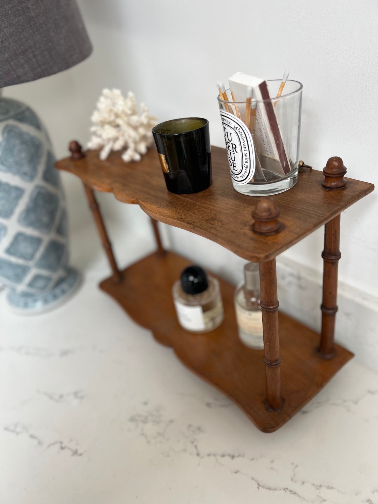 Antique French Faux Bamboo Hanging Shelves