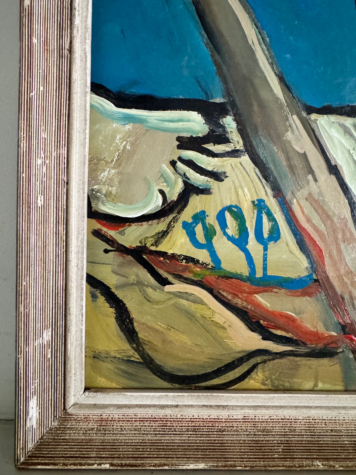 Vintage French Mid Century 'Heavy Skies' Oil On Board