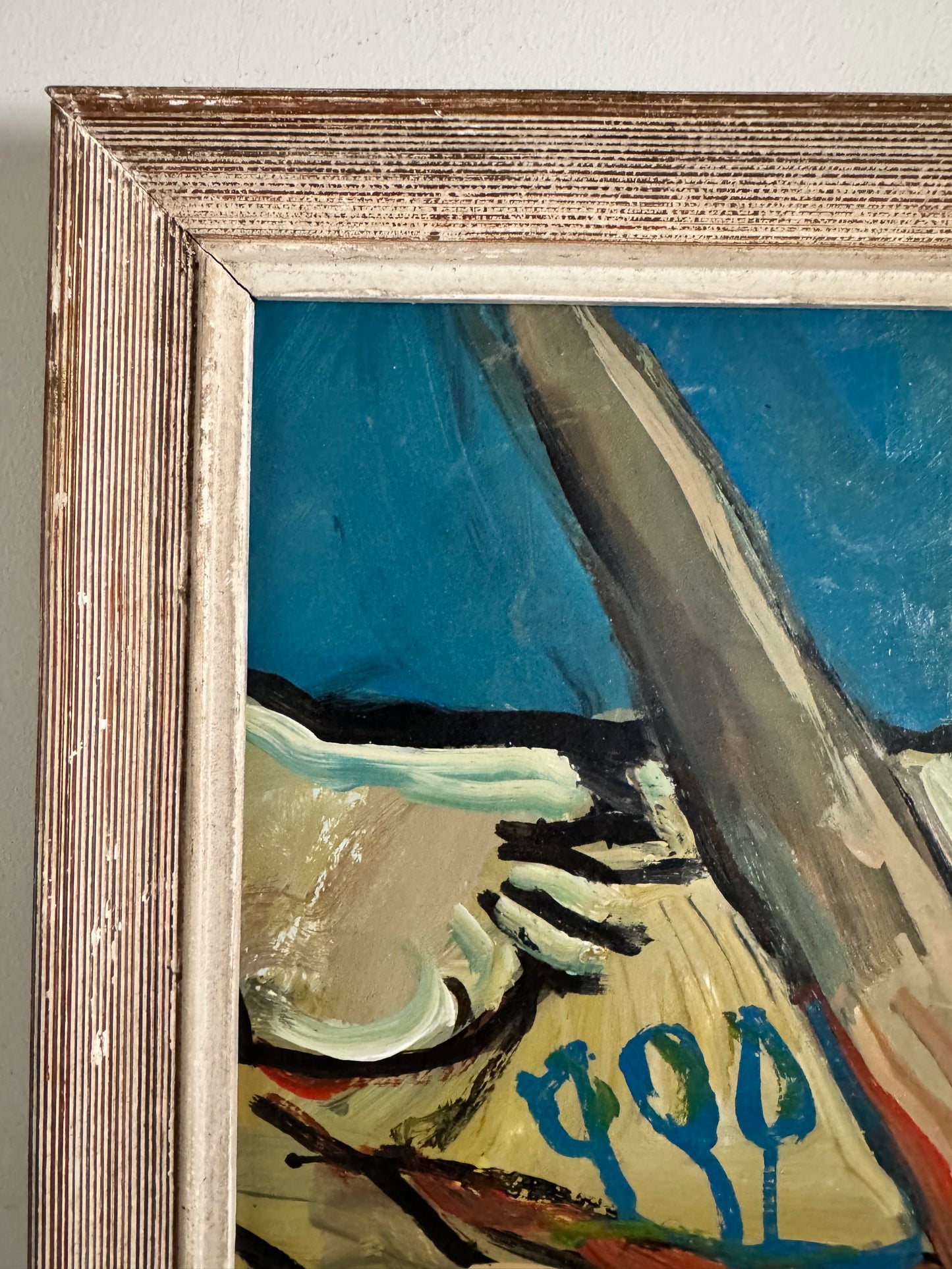 Vintage French Mid Century 'Heavy Skies' Oil On Board