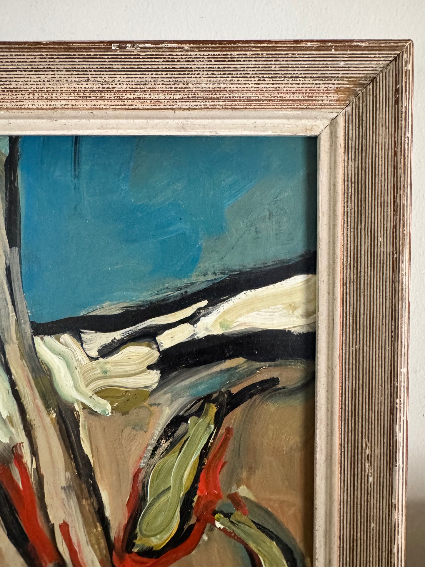 Vintage French Mid Century 'Heavy Skies' Oil On Board
