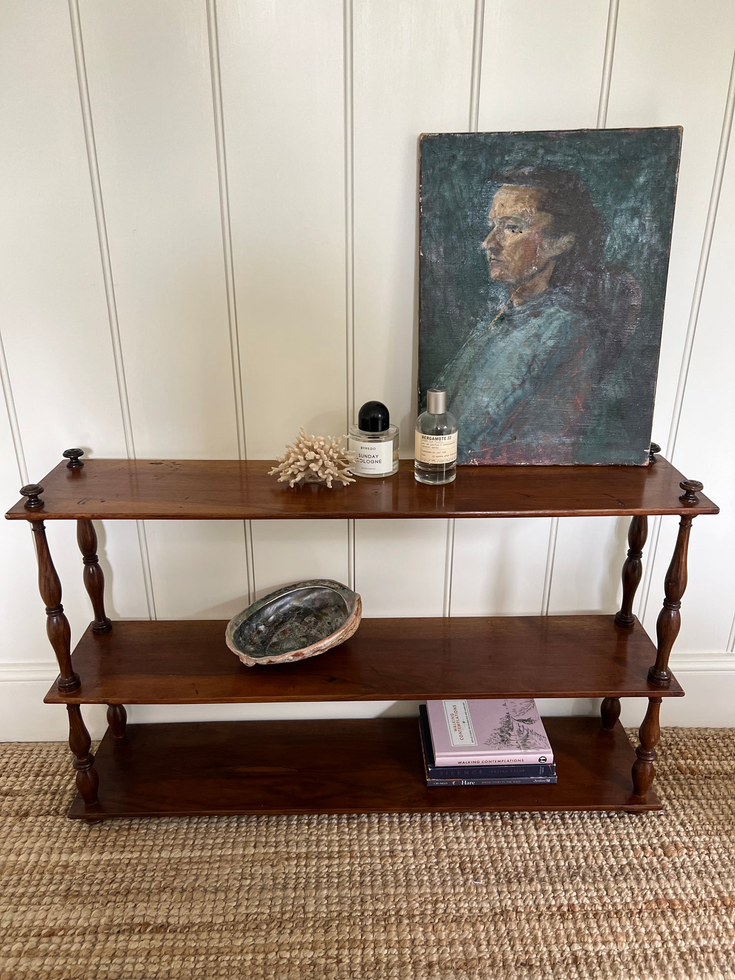 Antique French Mahogany Spindle Shelves