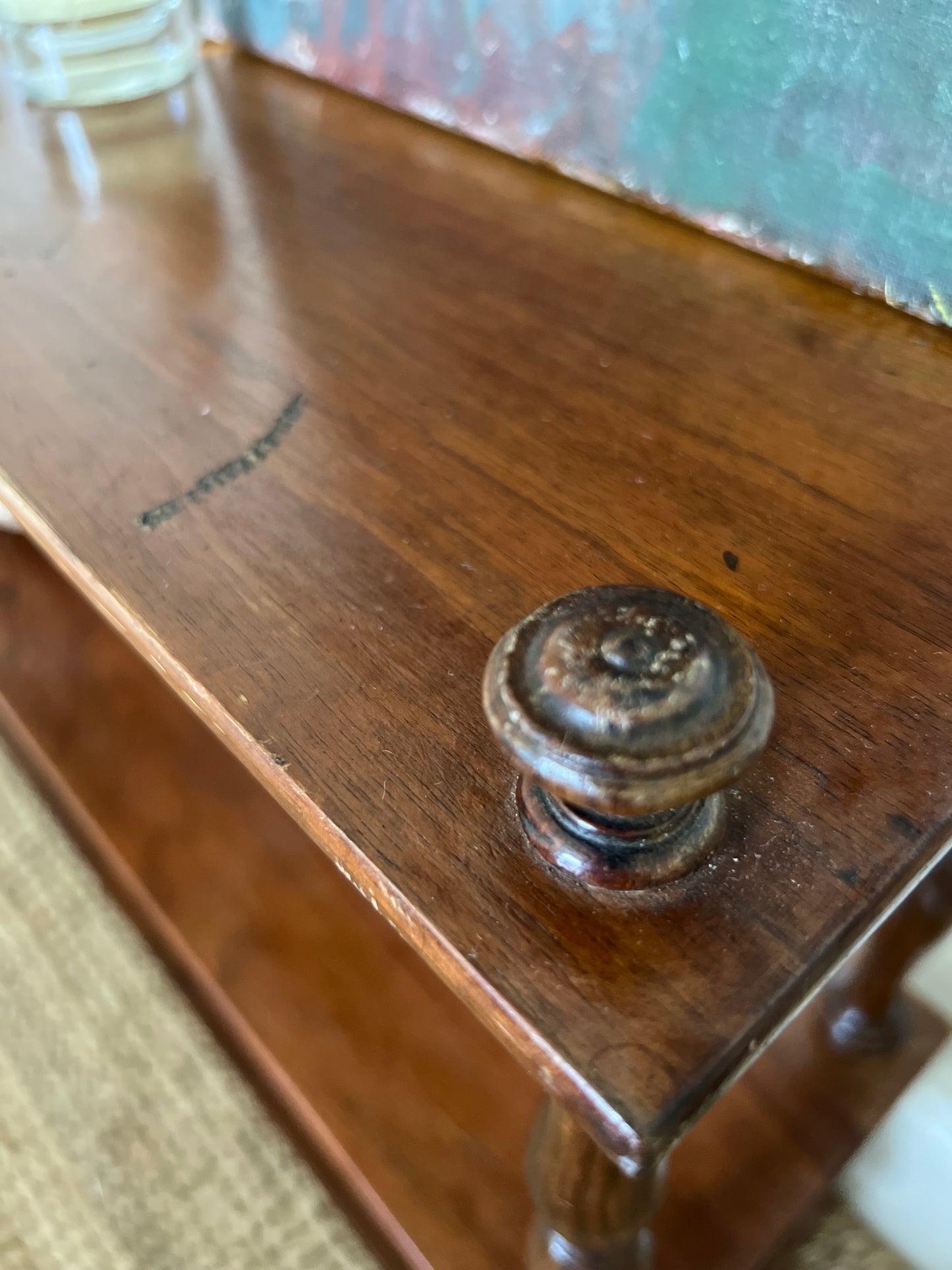 Antique French Mahogany Spindle Shelves