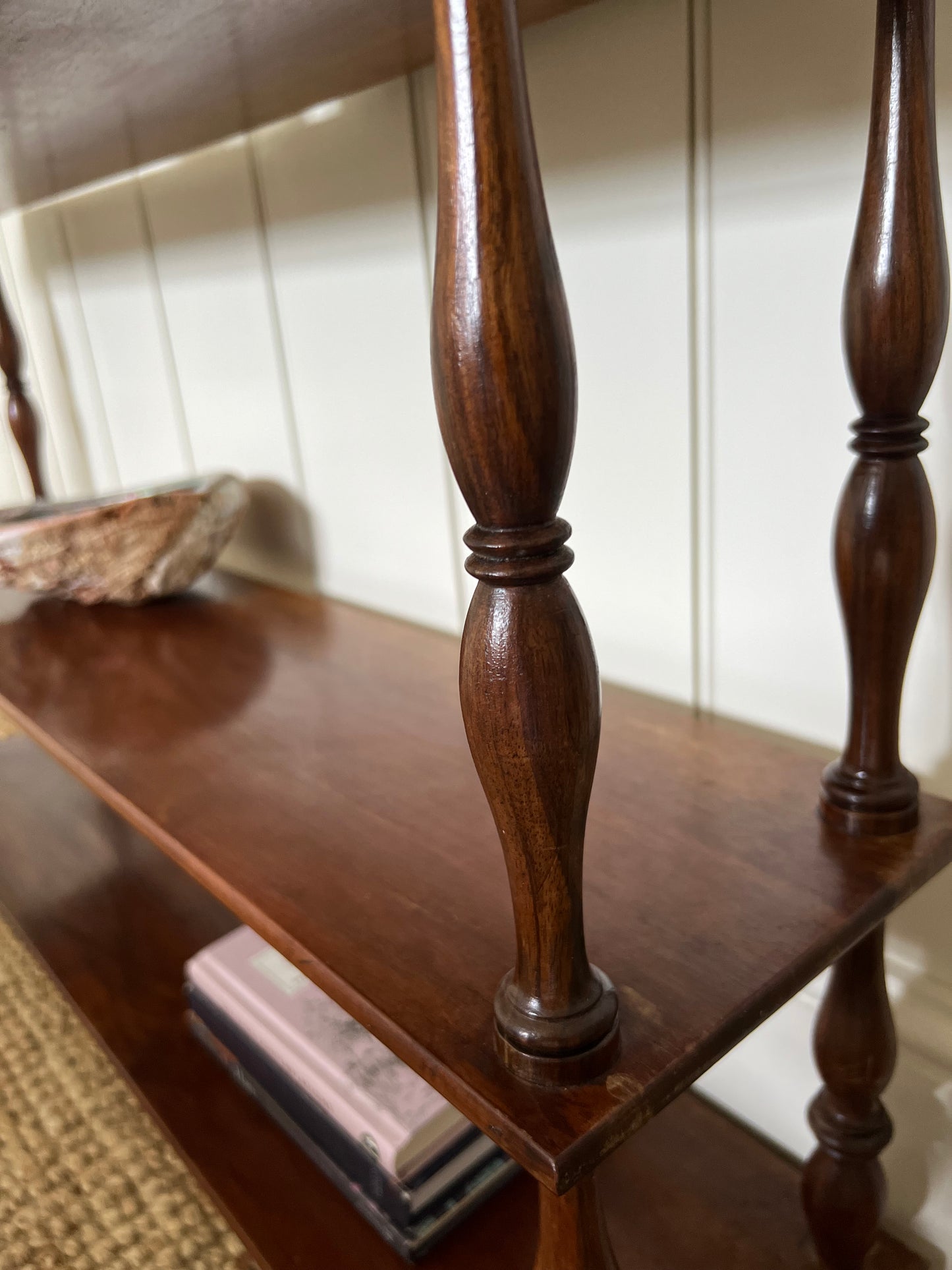 Antique French Mahogany Spindle Shelves