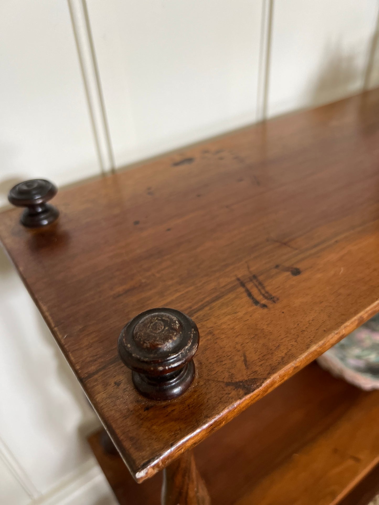 Antique French Mahogany Spindle Shelves