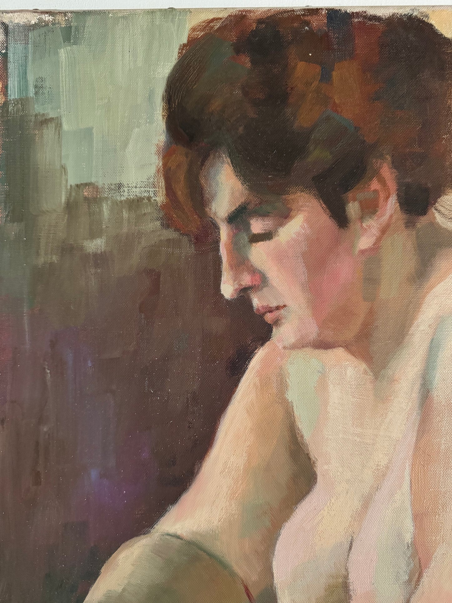 Beautiful Large Mid Century Nude Oil On Canvas