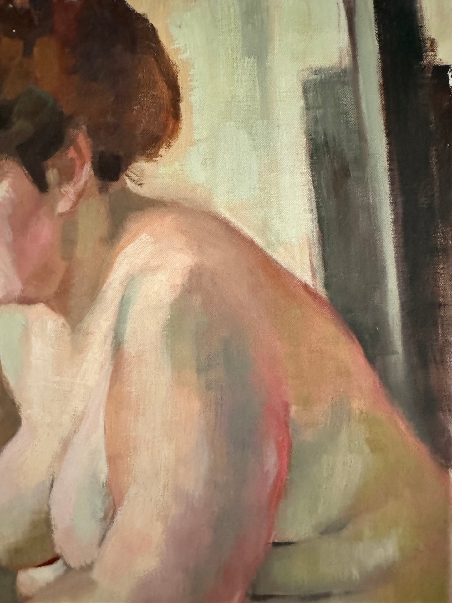 Beautiful Large Mid Century Nude Oil On Canvas