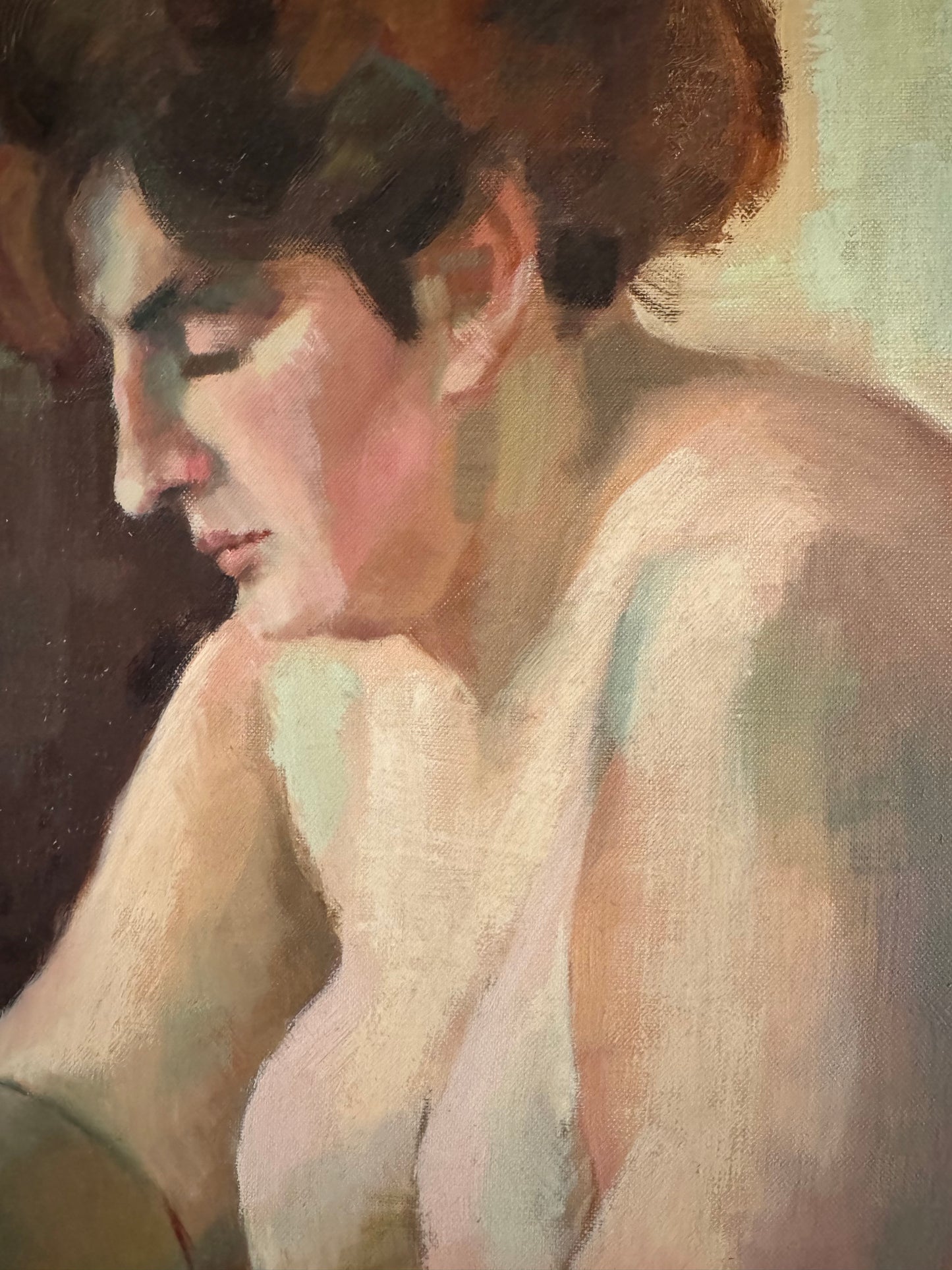 Beautiful Large Mid Century Nude Oil On Canvas