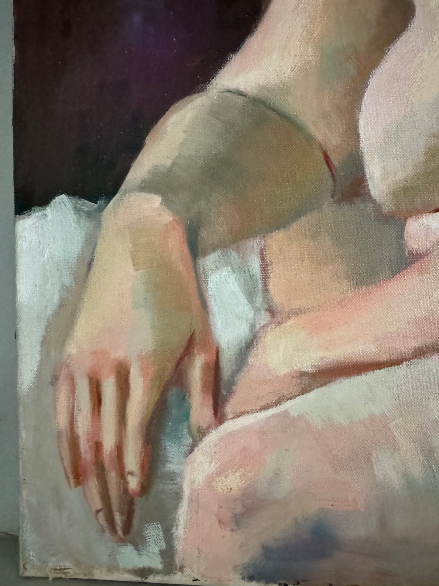 Beautiful Large Mid Century Nude Oil On Canvas