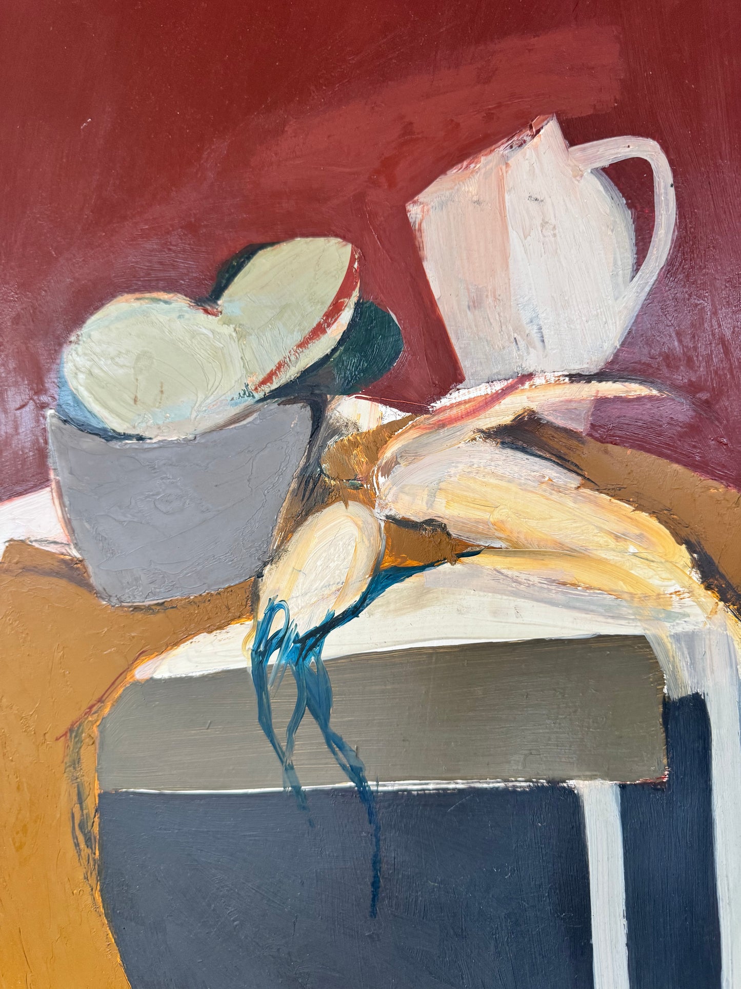Mid Century British Still Life Oil On Board