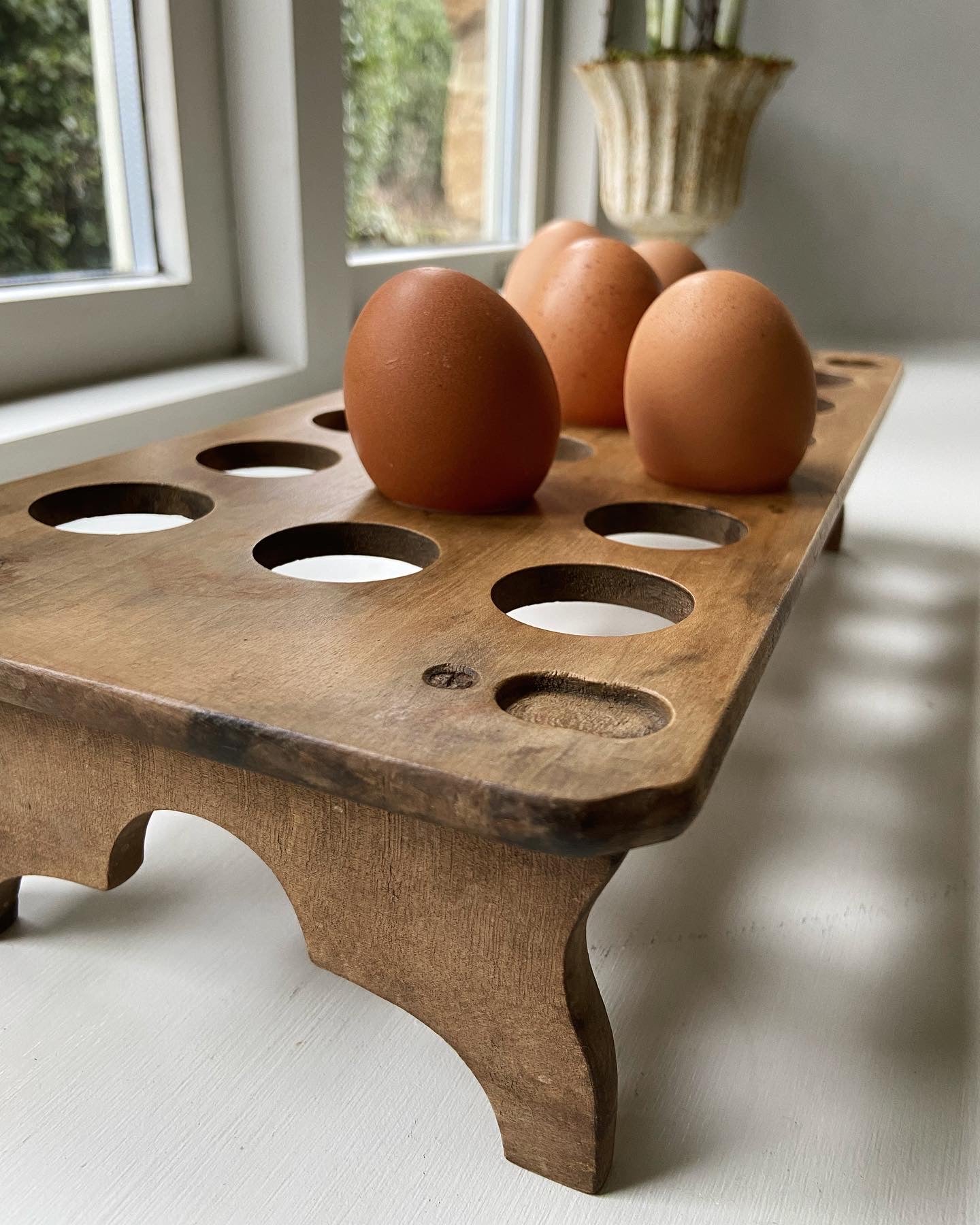 Vintage Wooden Stackable Egg Rack