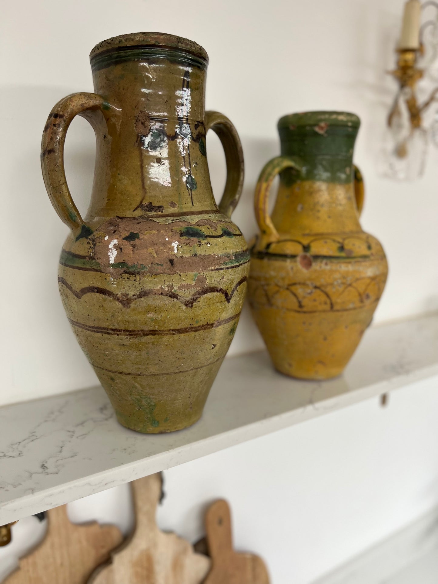 Vintage Hand Painted Mediterranean Glazed Terracotta Pot