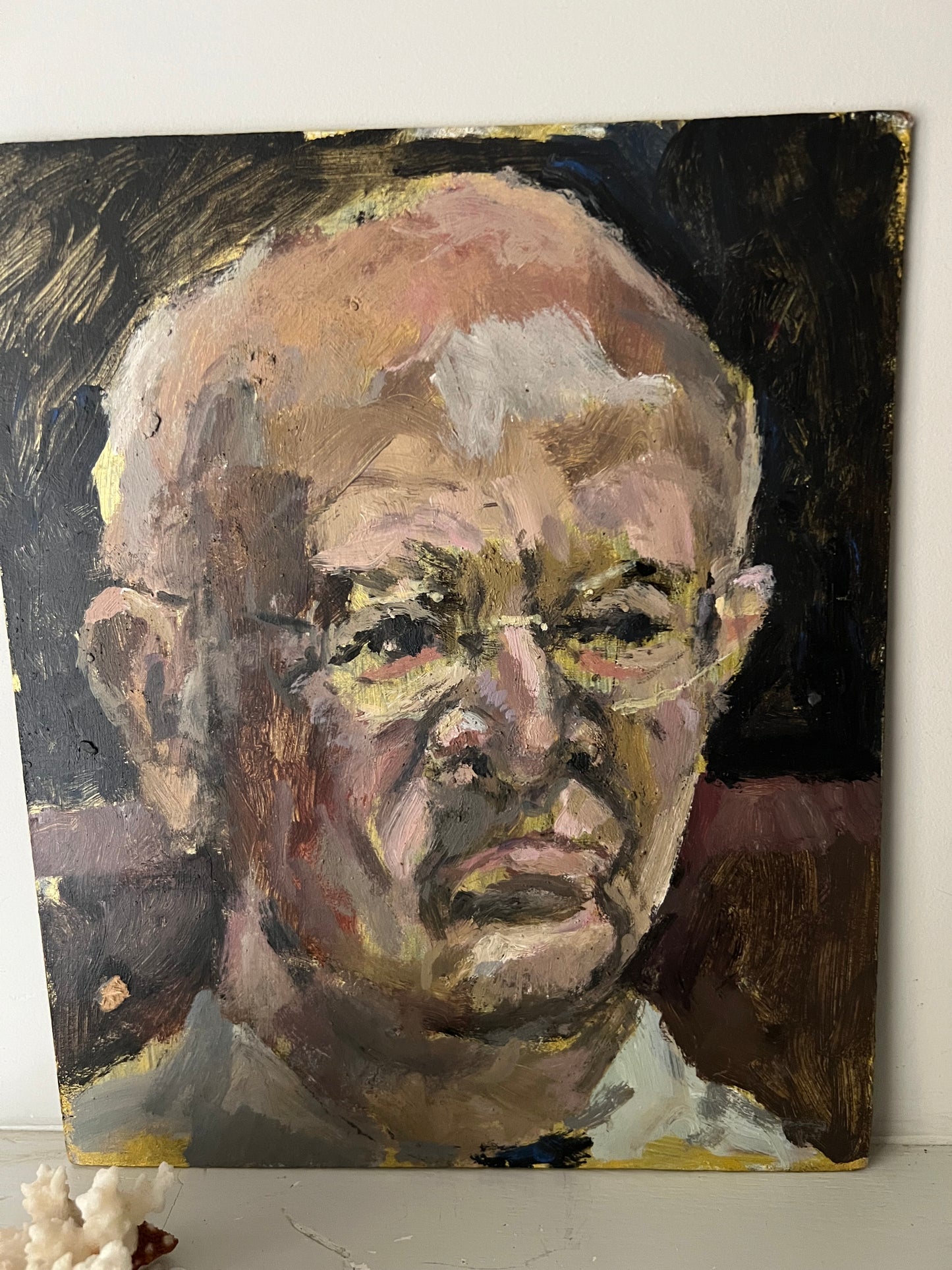 Vintage Mid Century Portrait On Board