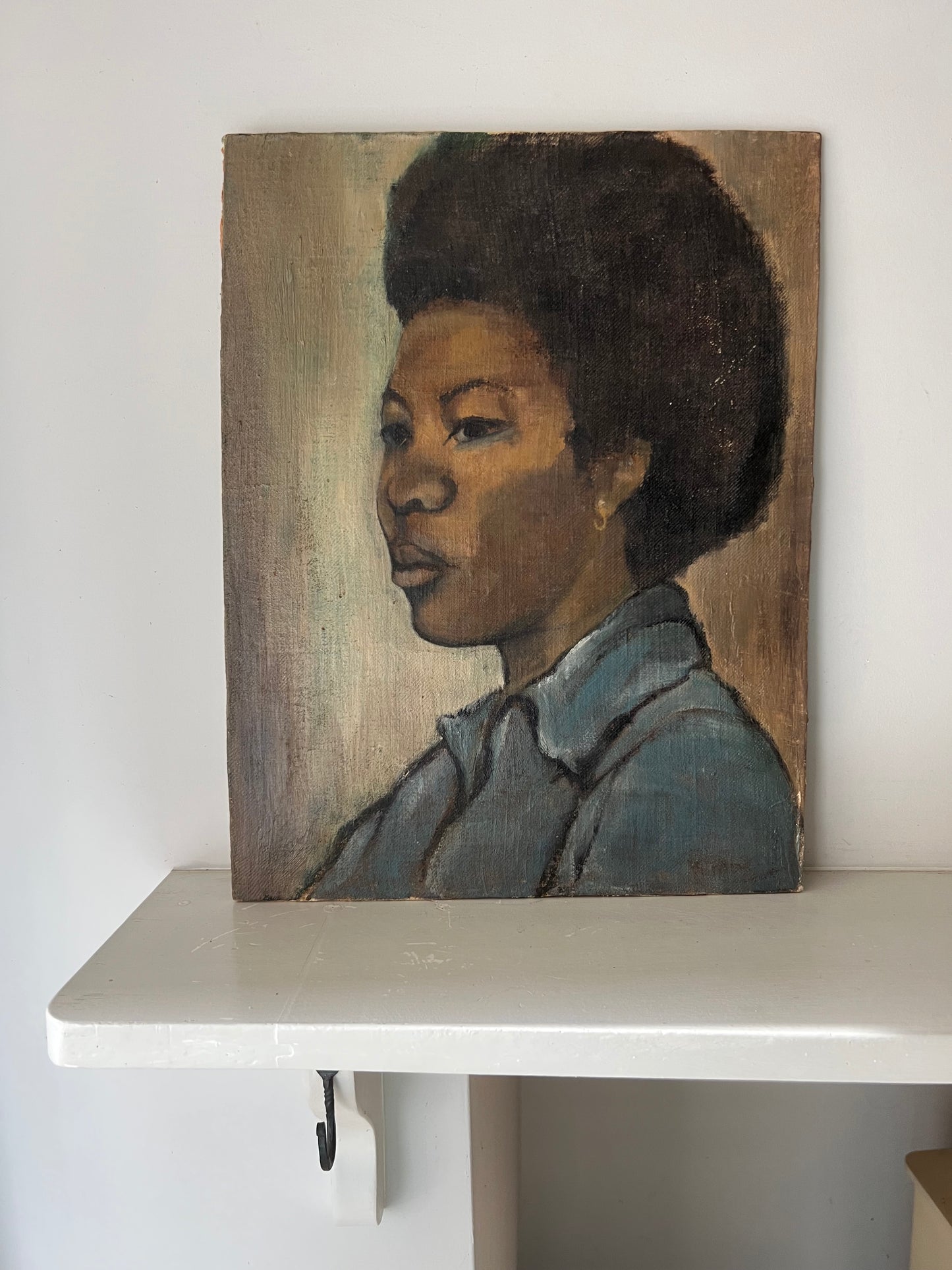 Vintage Mid Century Portrait On Board