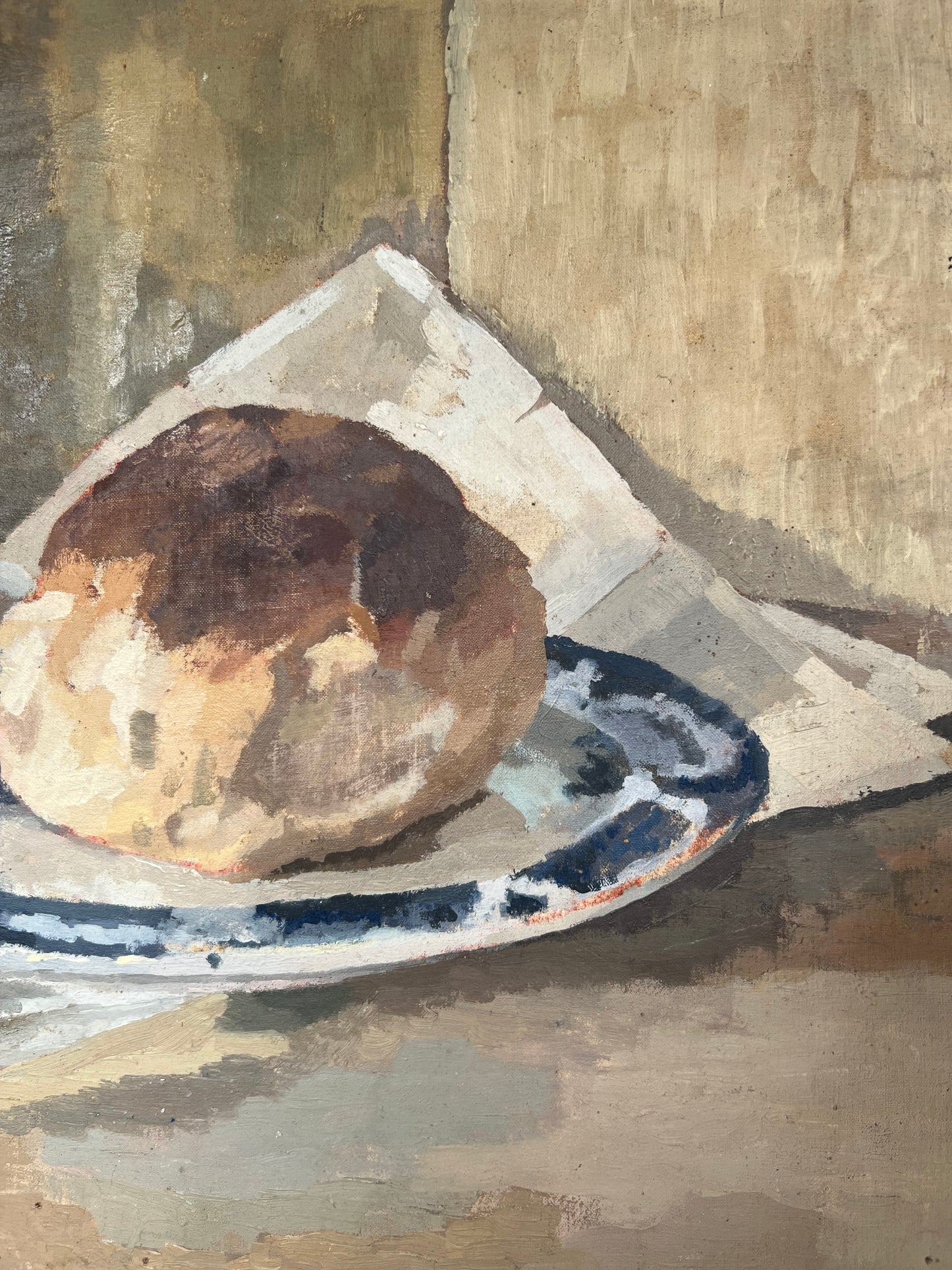 Mid Century Still Life Bread & Beer Oil On Board