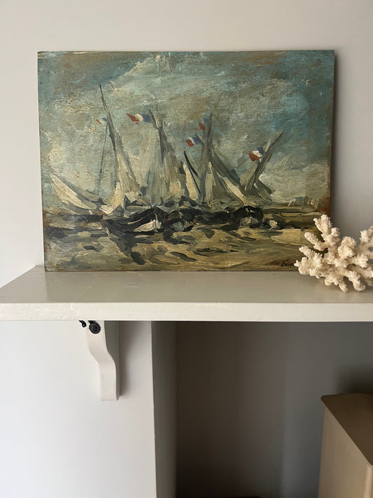 Vintage Oil On Board Seascape