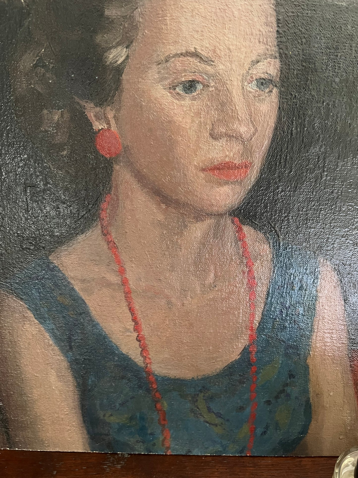 Vintage Mid Century Portrait On Board Signed