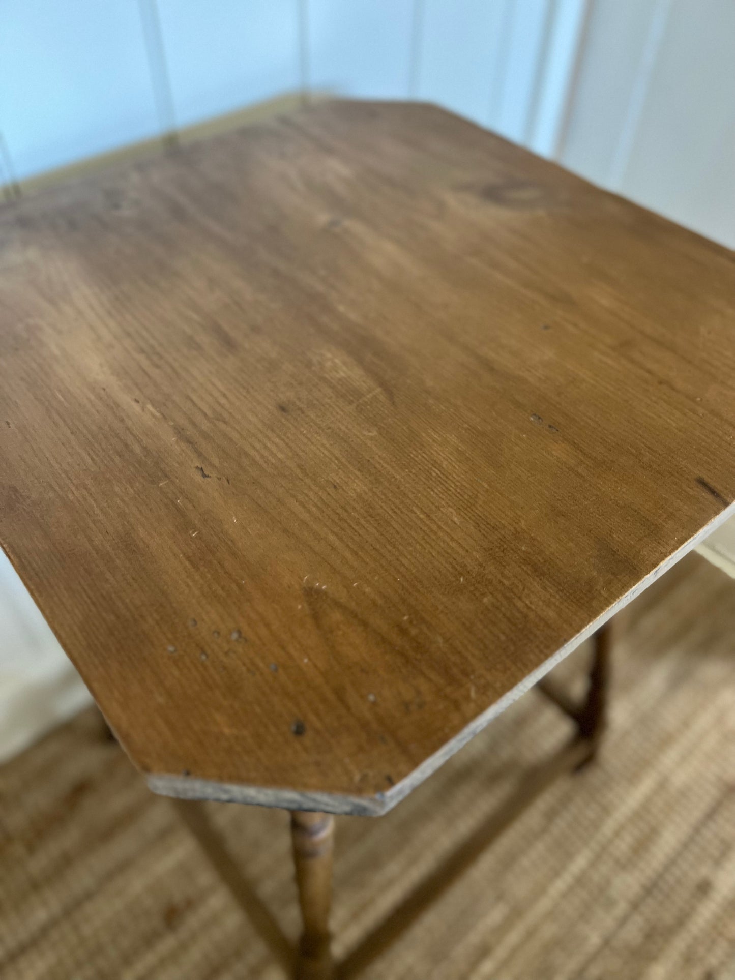 Elegant Vintage Oak Side Table On Castors