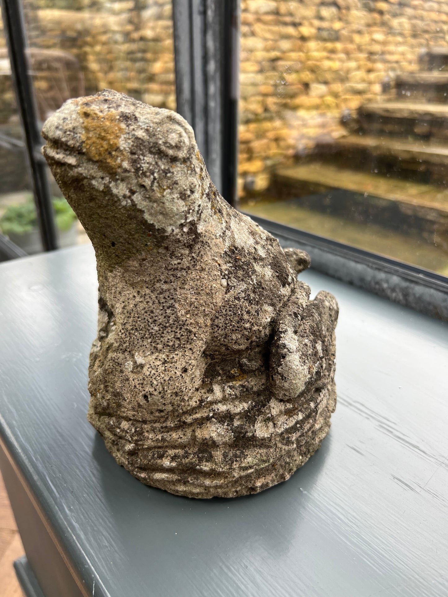 Vintage Cast Concrete Frog Statue