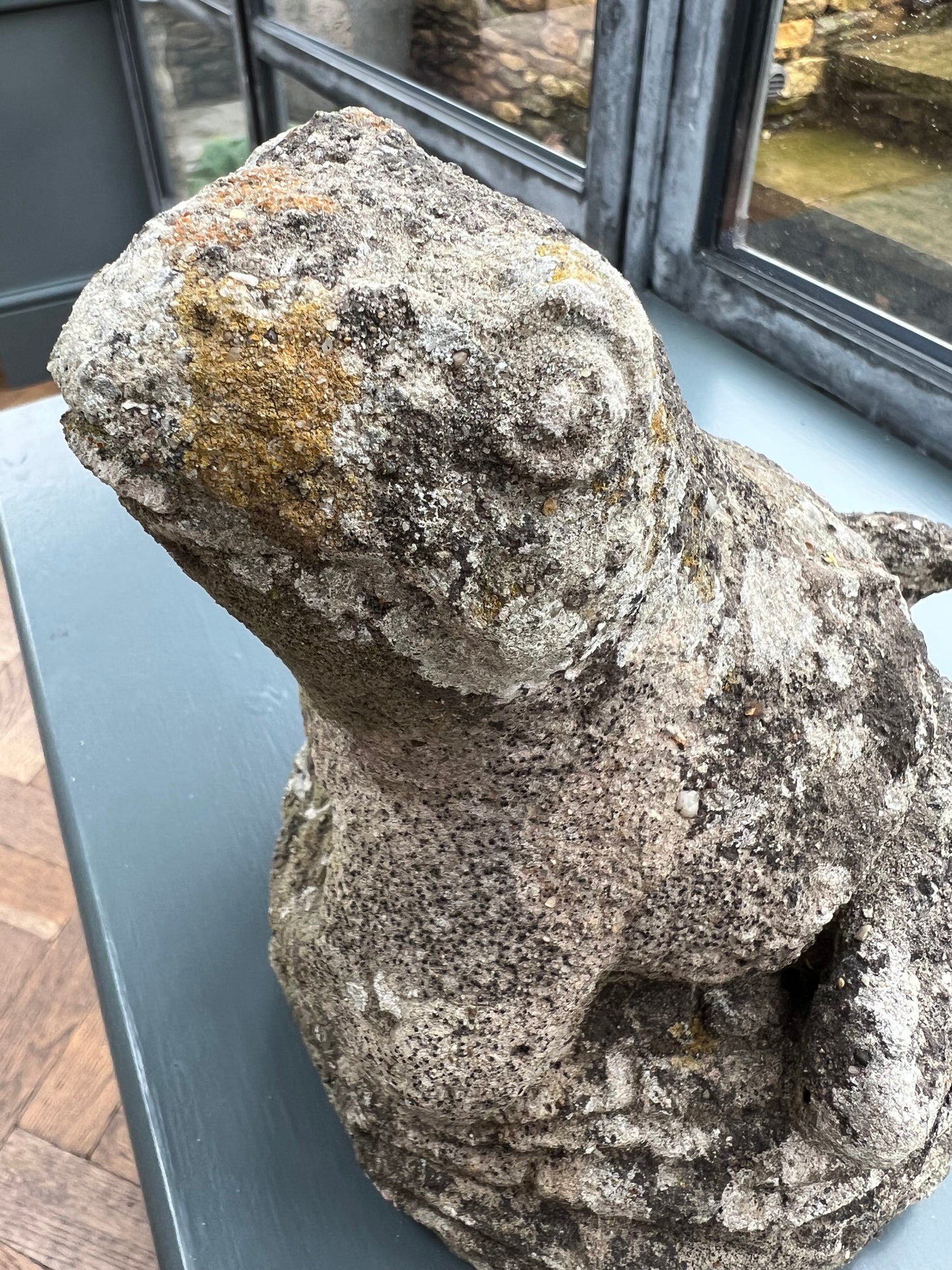 Vintage Cast Concrete Frog Statue