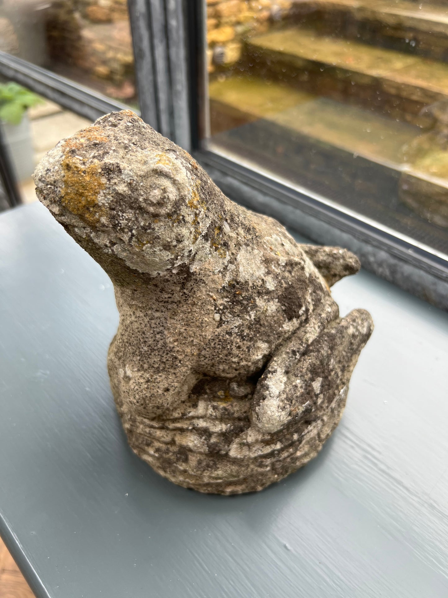 Vintage Cast Concrete Frog Statue