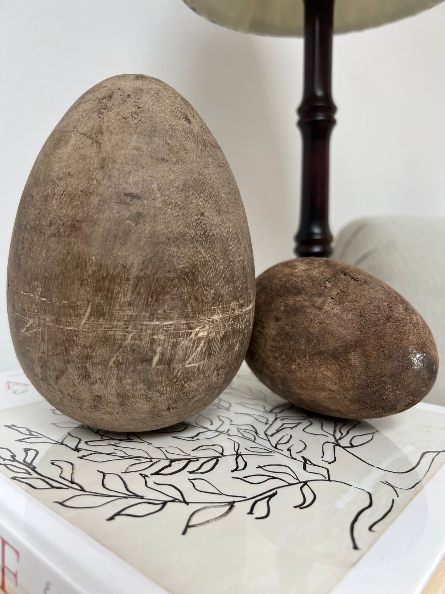 Pair of Antique French Papier Mache Easter Egg Moulds Late 1800's