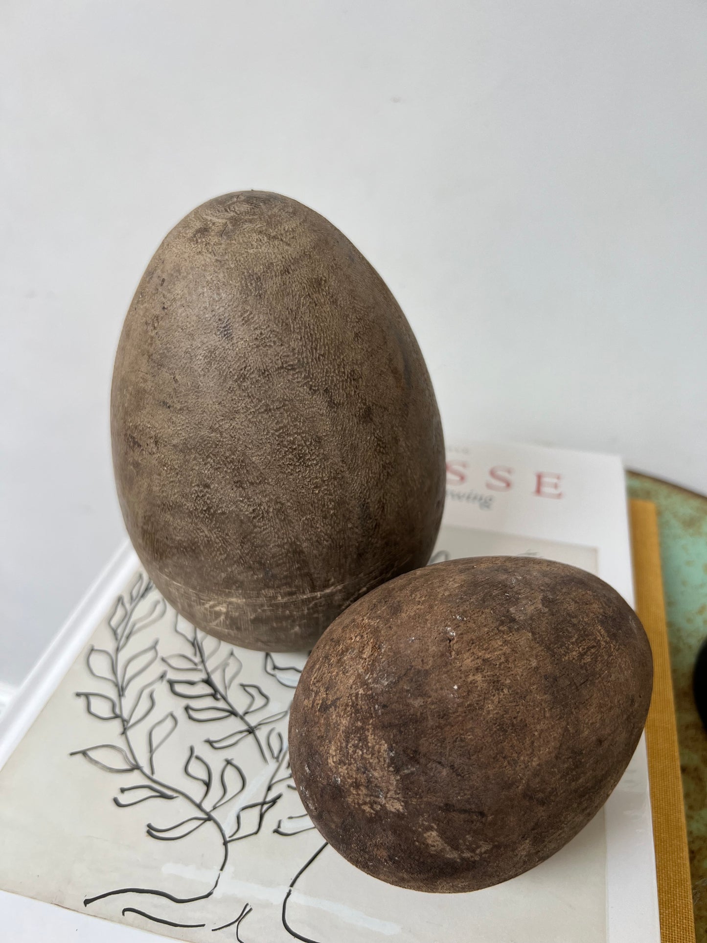 Pair of Antique French Papier Mache Easter Egg Moulds Late 1800's