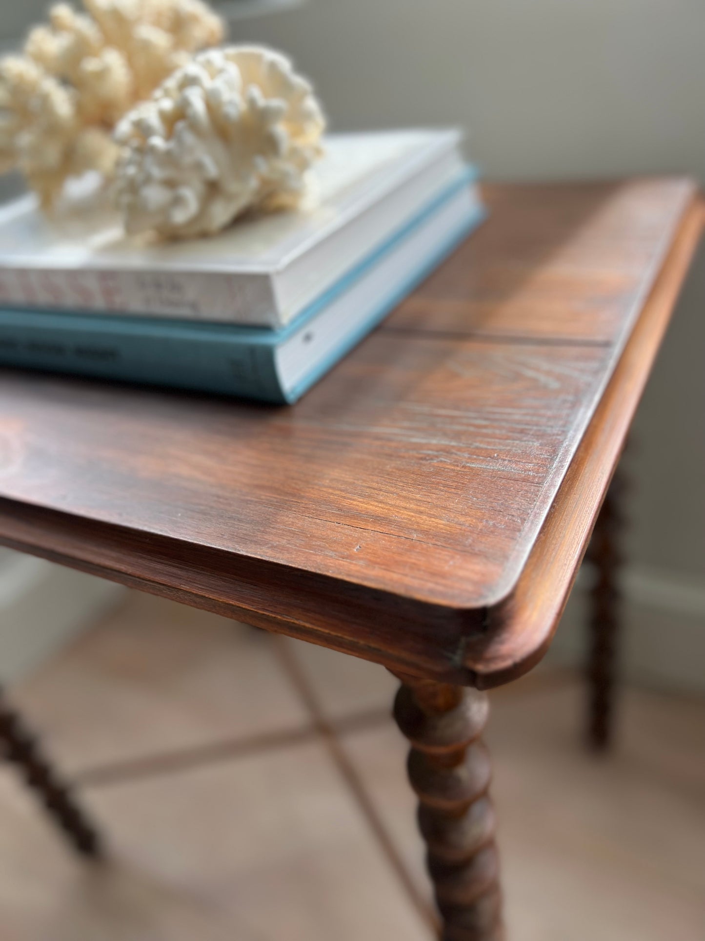 Rare Antique French Folk Art Spool Side Table