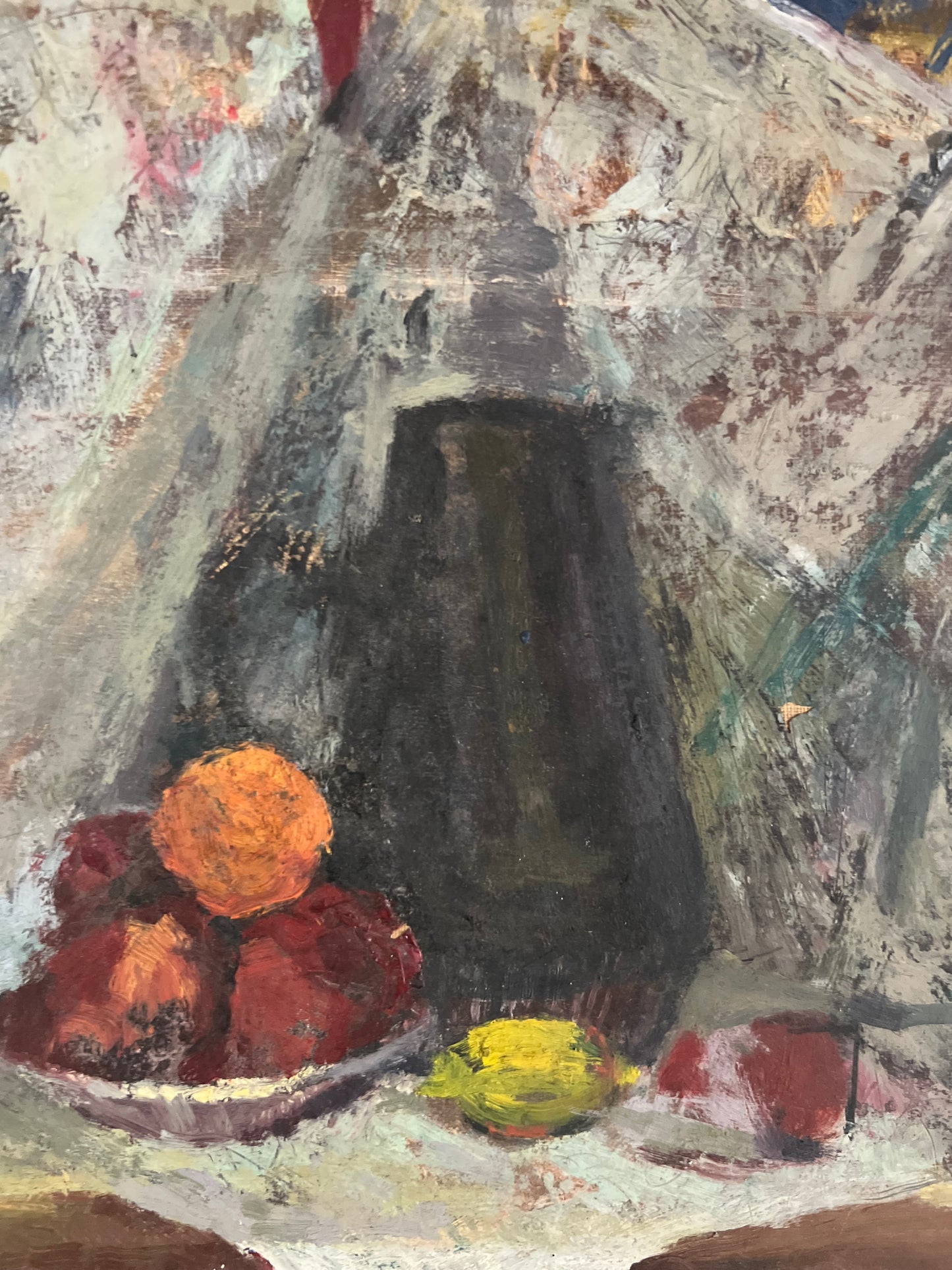 Vintage Expressive Still Life Oil On Canvas