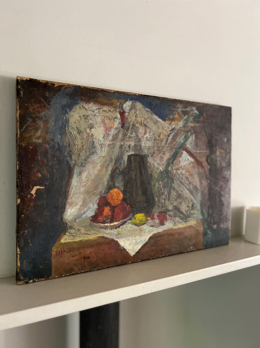 Vintage Expressive Still Life Oil On Canvas