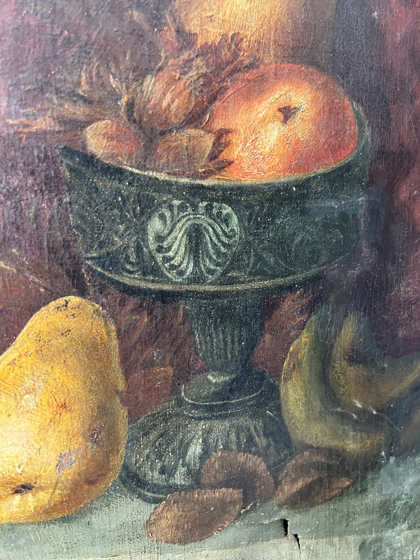 Antique Still Life Oil On Canvas