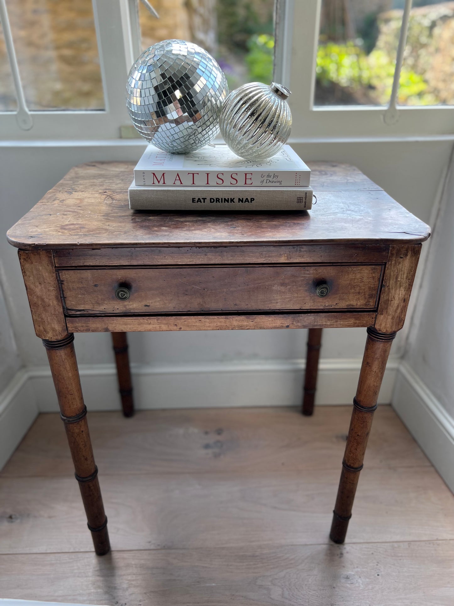 18th Century Faux Bamboo Fruitwood Side Table