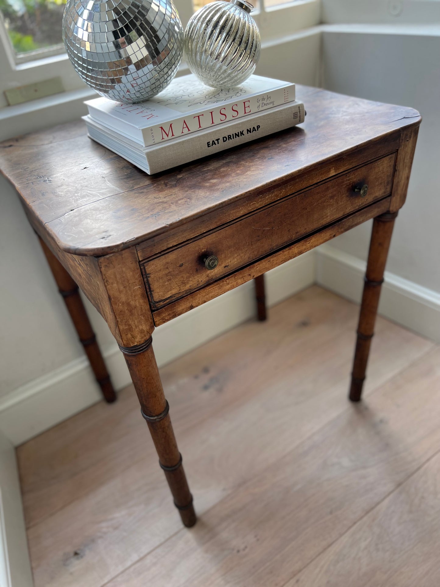 18th Century Faux Bamboo Fruitwood Side Table