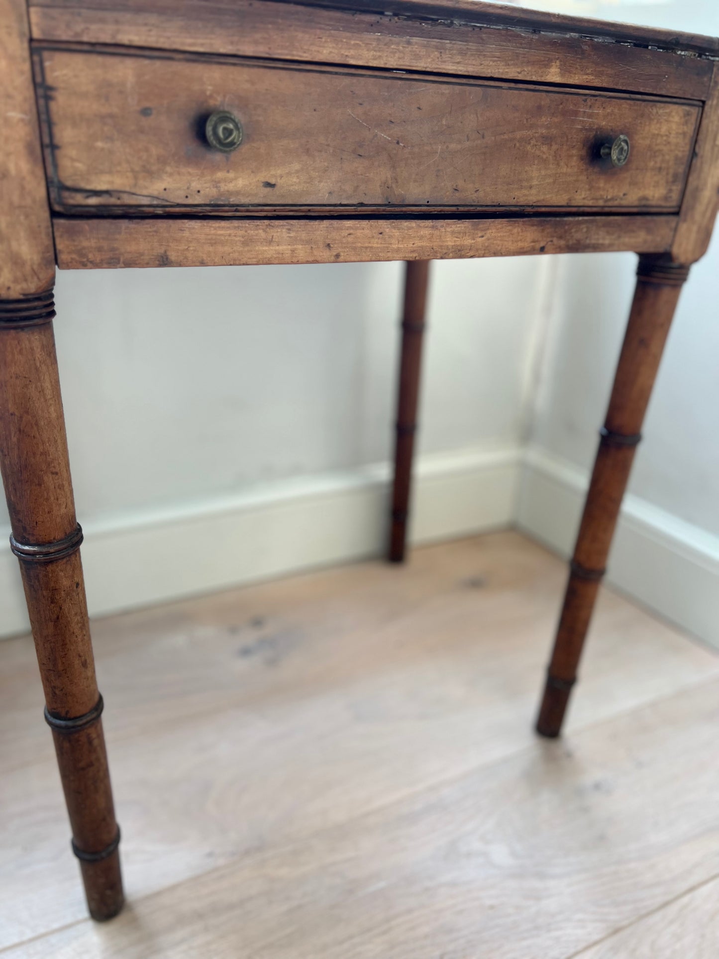 18th Century Faux Bamboo Fruitwood Side Table