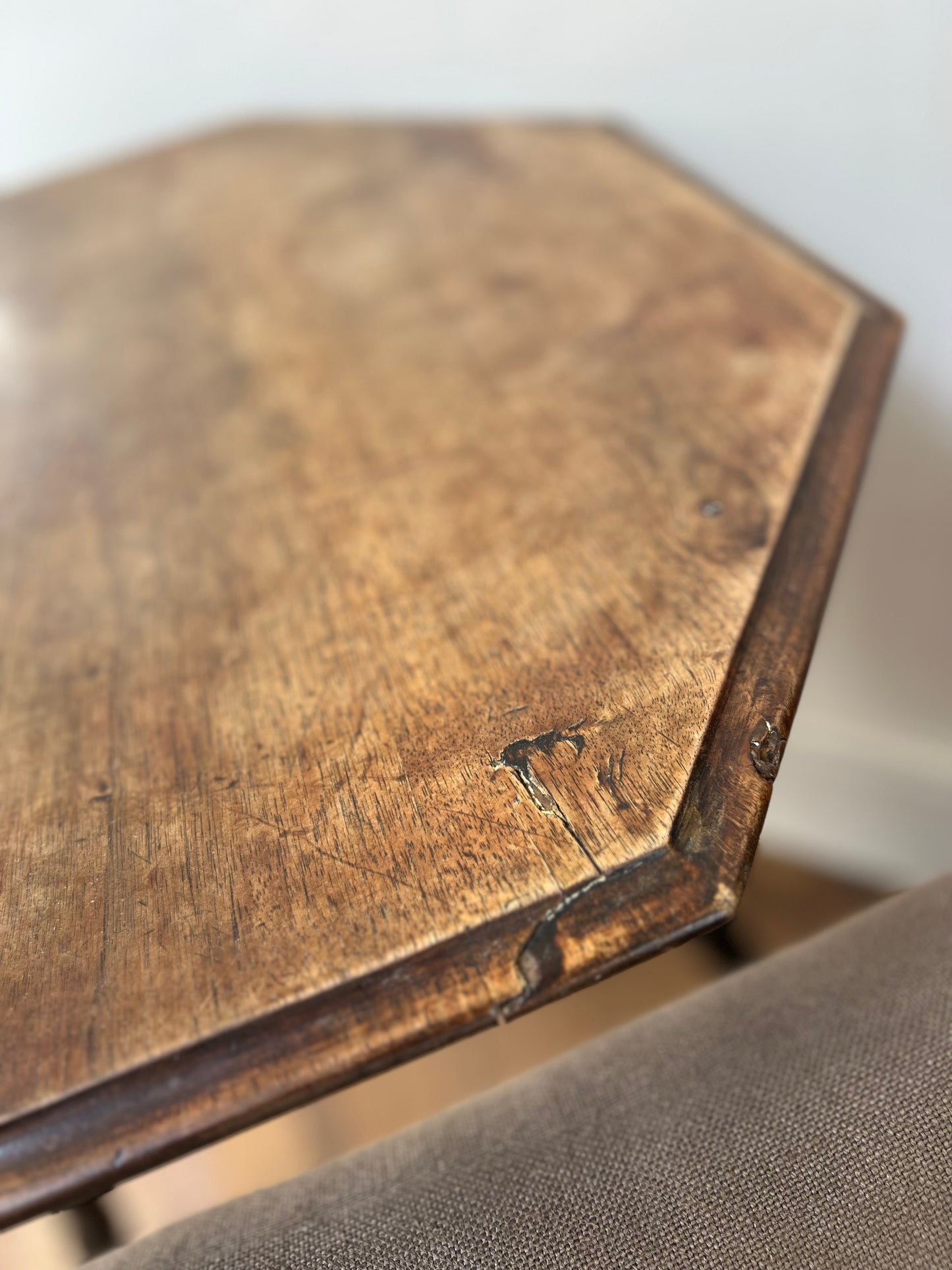 Antique Octagonal Oak Bobbin Leg Side Table