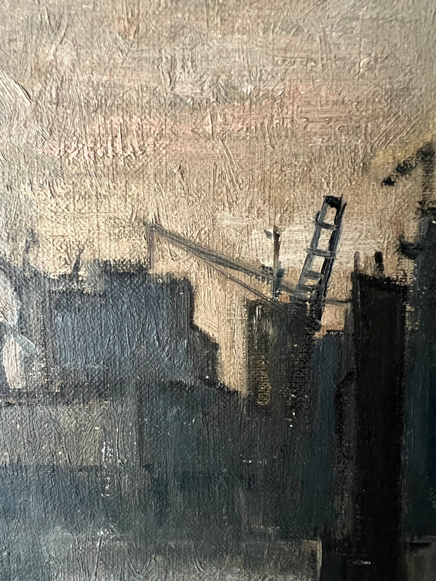 Vintage Industrial Landscape Oil On Canvas